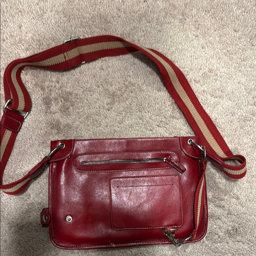 Red faux Leather Crossbody Bag